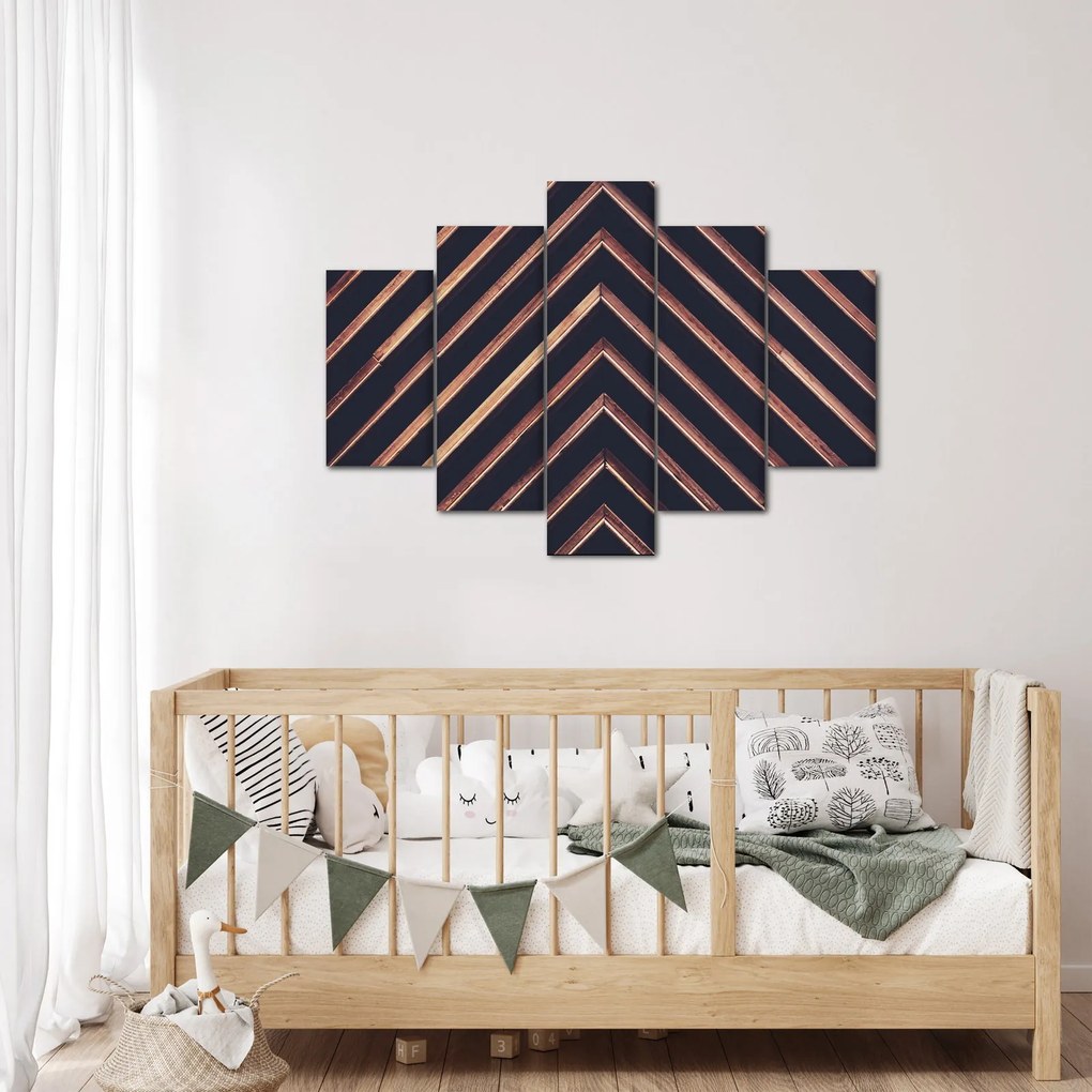 Tablou - Motiv de lemn pe fond negru (150x105 cm)