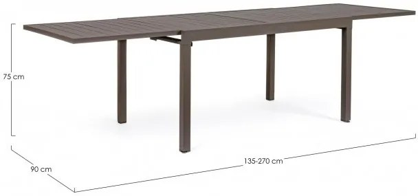 Masa extensibila, din aluminiu, cafenie, 135/270x90 cm, Pelagius, Bizzotto