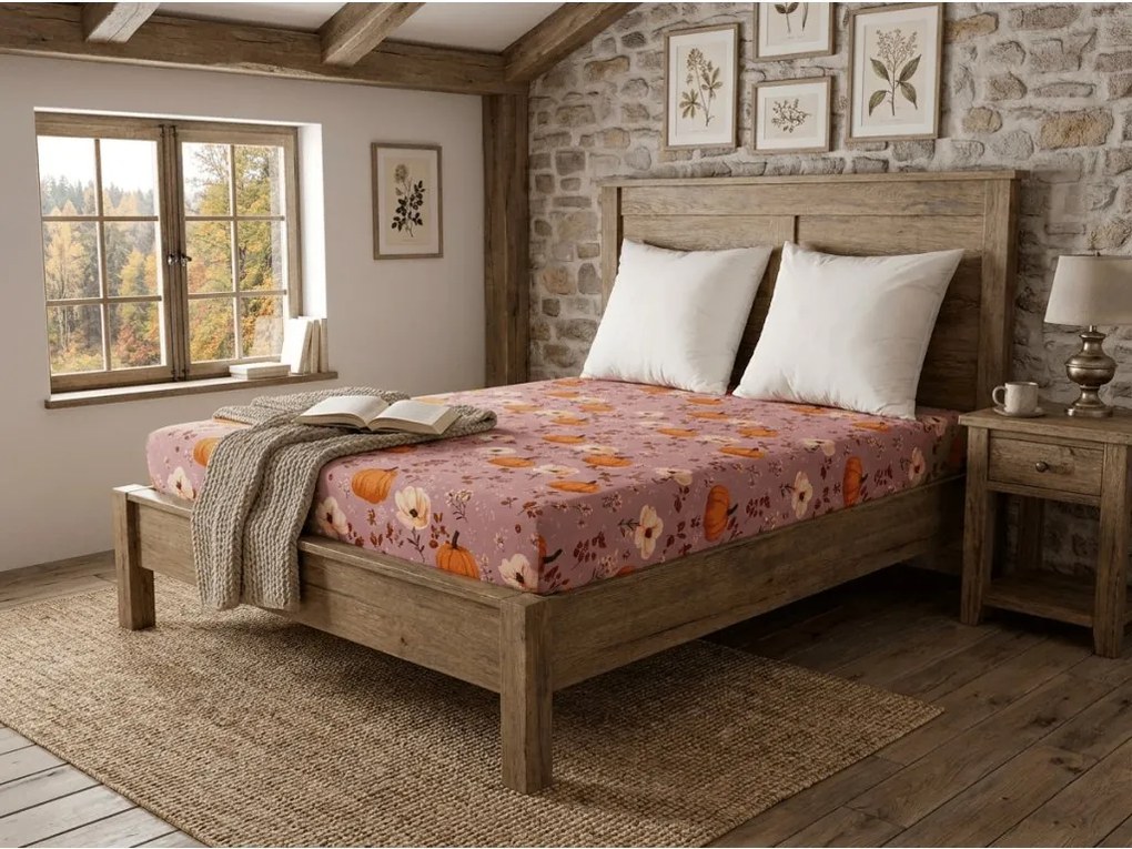 Cearsaf din microfibra PUMPKINS ROSAVIE staroroz 180x200 cm