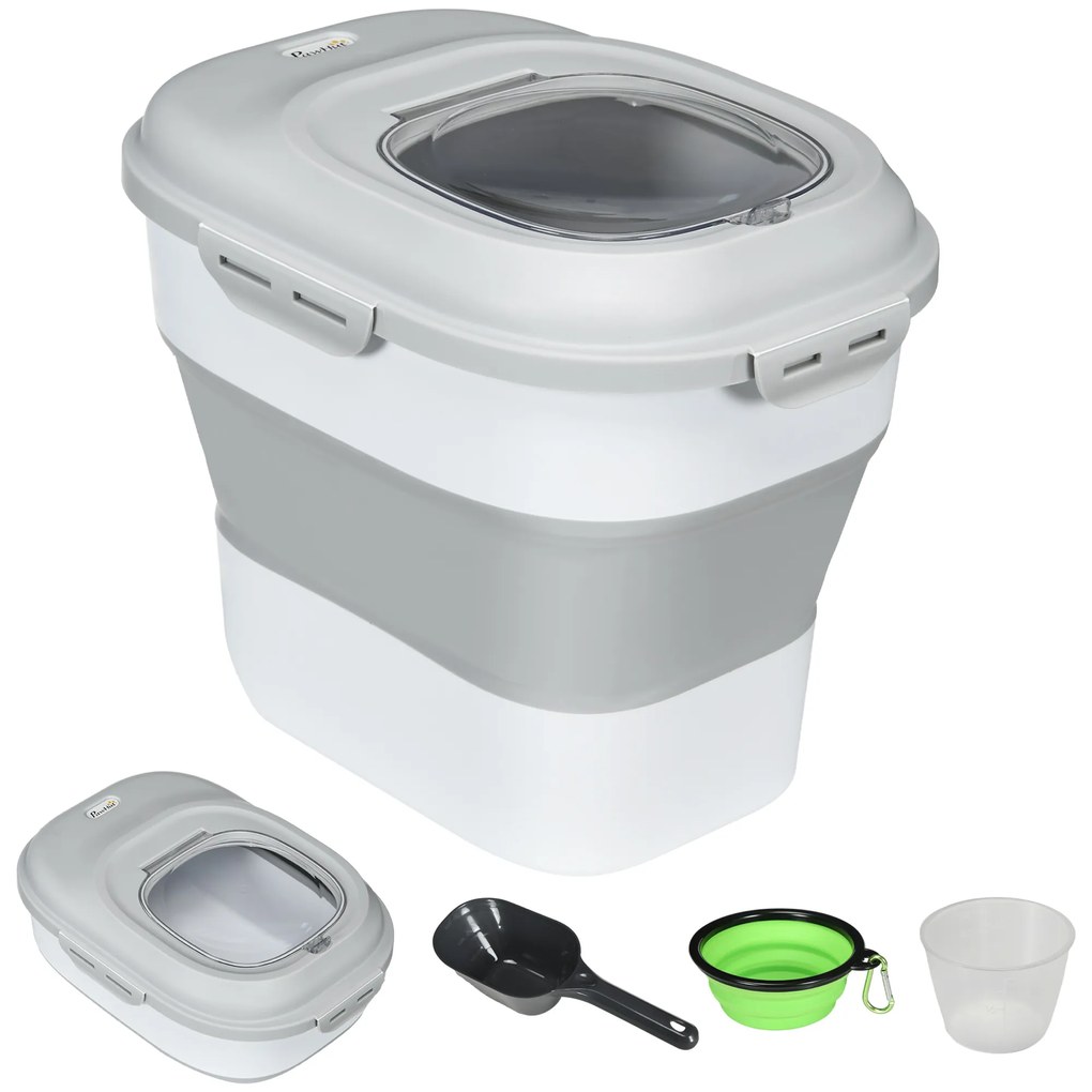 PawHut Recipient pentru Crochete de Câini Capacitate 5-25L cu Închidere Ermetică Gri | Aosom Romania