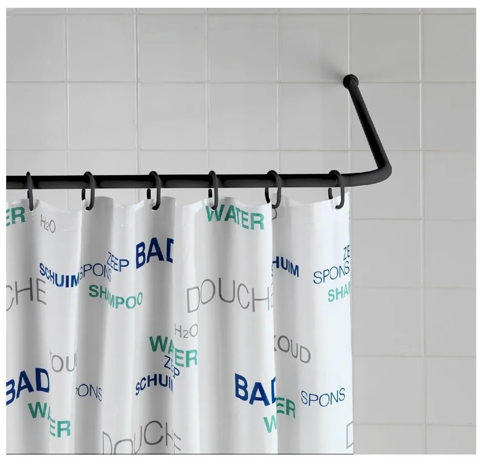 Suport universal pe colț pentru perdea de duș Wenko Black, ø 2 cm, negru