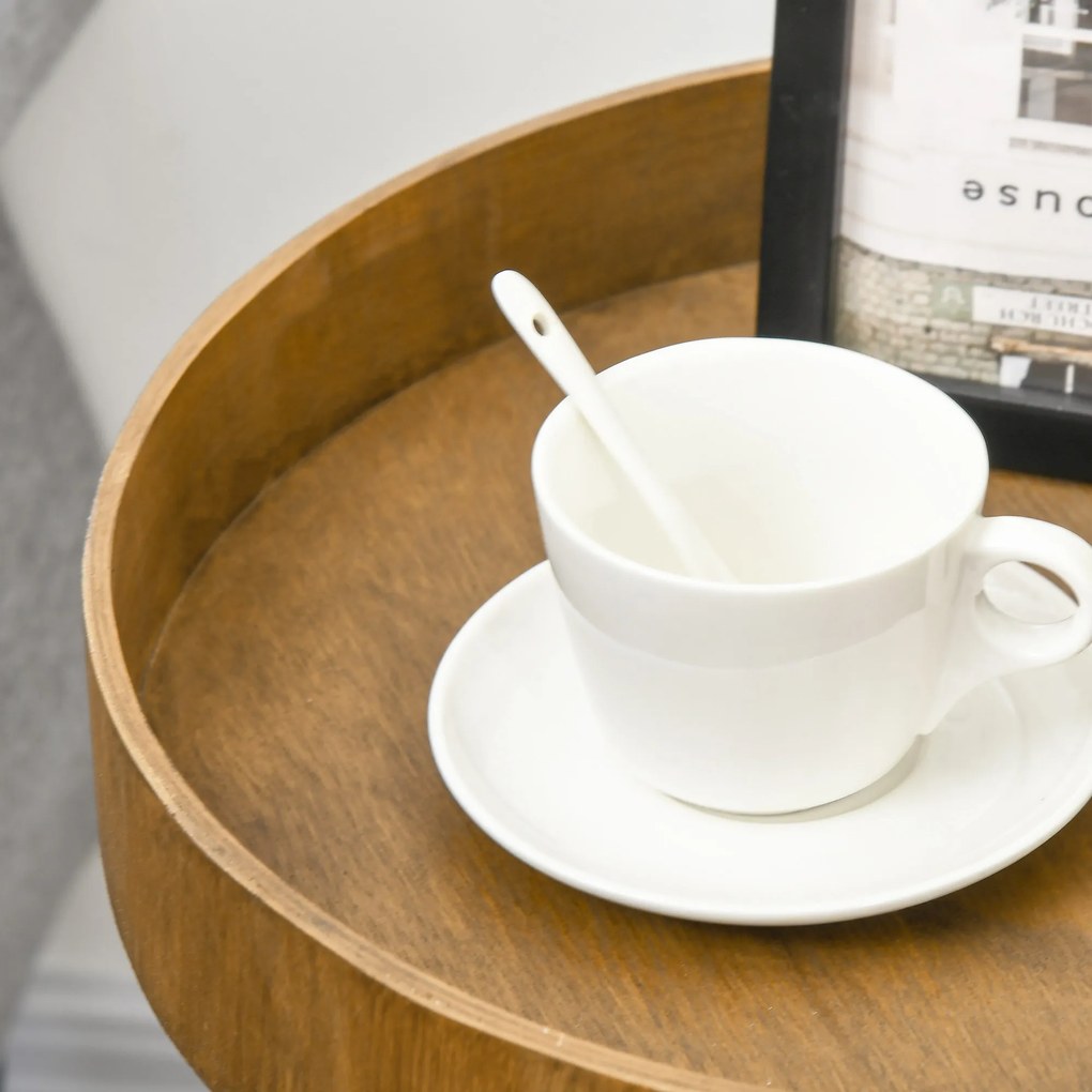 Masuta de cafea HOMCOM in stil industrial, din lemn si otel, Ø40,6x61,5cm, maro si negru | Aosom RO