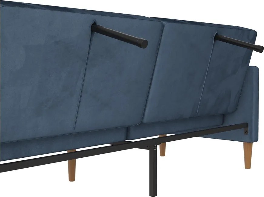 Canapea albastră extensibilă cu tapițerie din catifea 207 cm Lilly – Støraa
