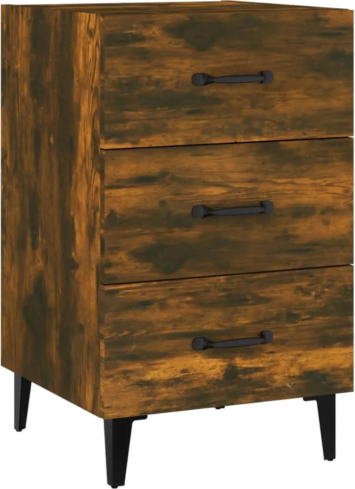 vidaXL Noptieră, stejar fumuriu, 40x40x66 cm, lemn compozit