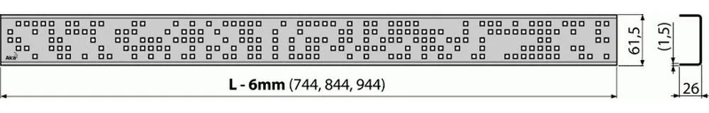 Capac pentru rigola dus din otel inoxidabil lucios 750 mm Alcadrain CODE-750L 750 mm