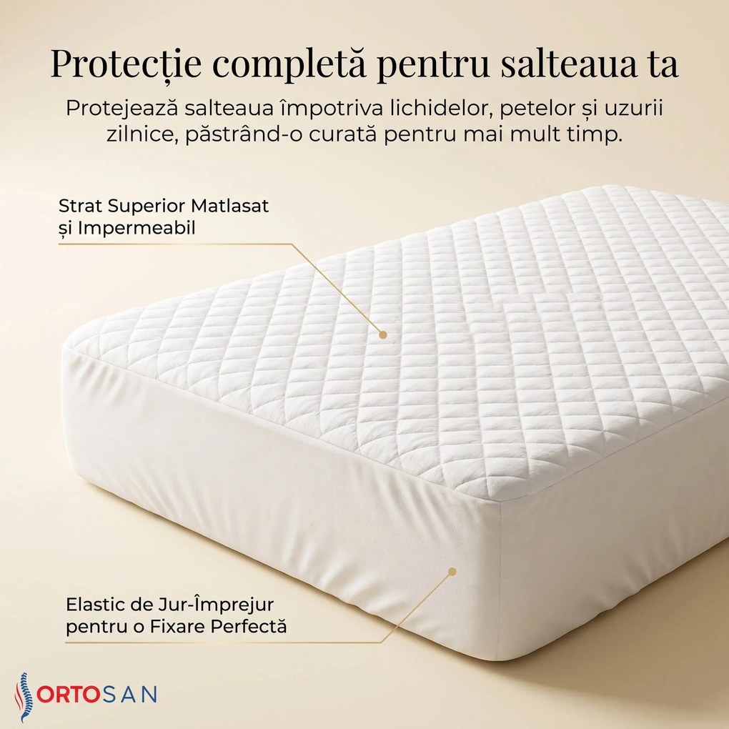 Topper saltea spuma cu memorie 40D infuzata cu gel, husa detasabila, Alb