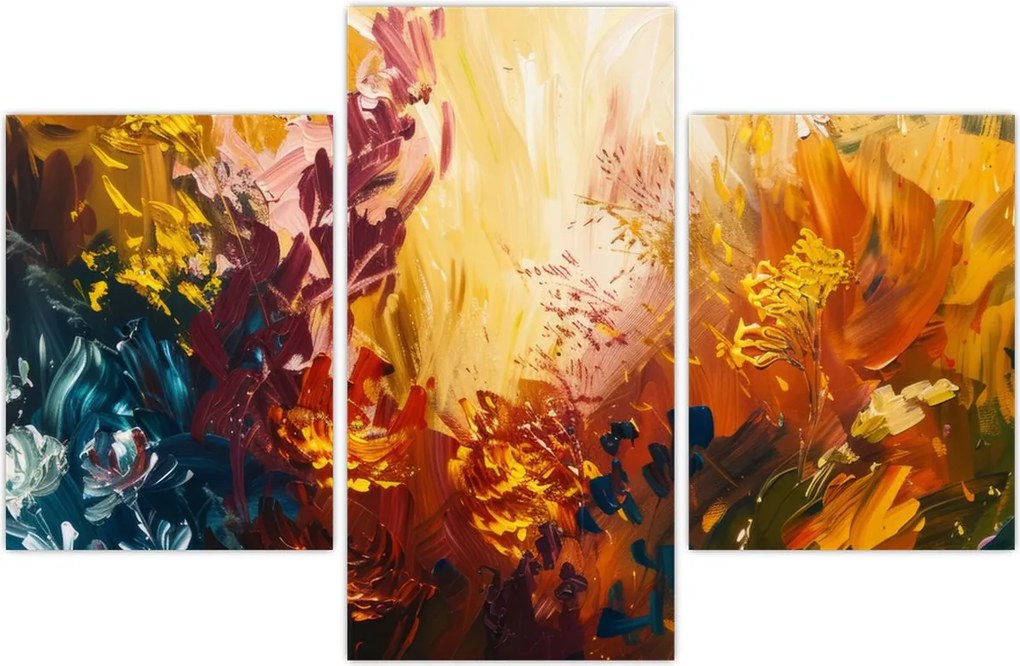 Tablou - pictură abstractă de flori (90x60 cm)