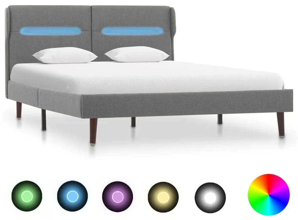 286891 vidaXL Cadru pat cu LED-uri, gri deschis, 120x200 cm, material textil