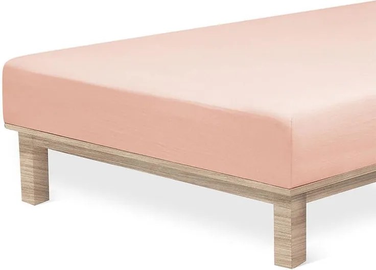 decoDoma Cearșaf elastic jersey cu elastan pudră 90 x 200 cm