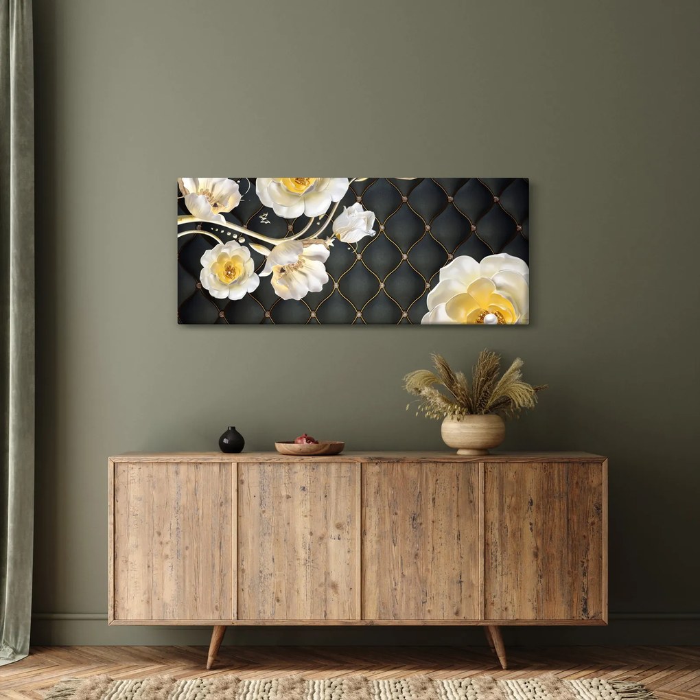 Tablou - Imagine cu flori de trandafir alb (120x50 cm)