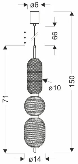 Pendul cu cablu PUMA LED/15W/230V, diam. 14 cm, negru