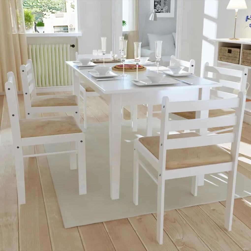 272092 vidaXL 6 scaune de bucătărie din lemn pătrate, alb