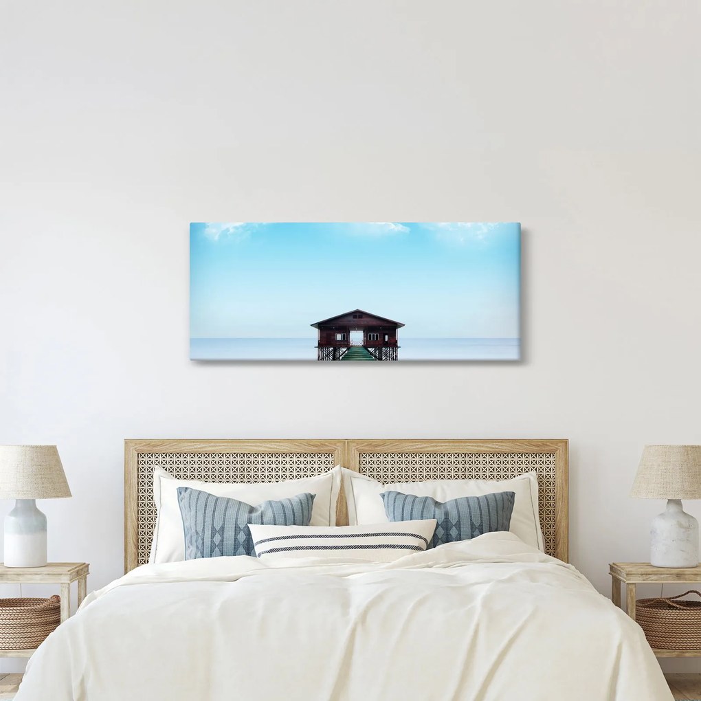 Tablou cu casă pe mare (120x50 cm)
