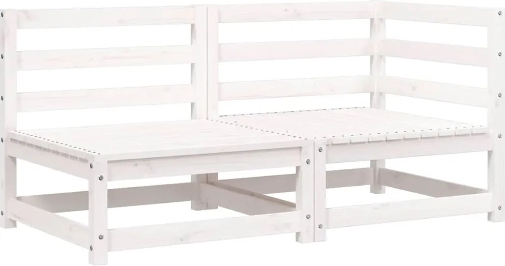 vidaXL Canapea de grădină cu 2 locuri, alb, lemn masiv de pin