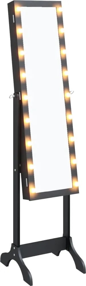 vidaXL Oglindă de sine stătătoare cu LED, negru, 34x37x146 cm
