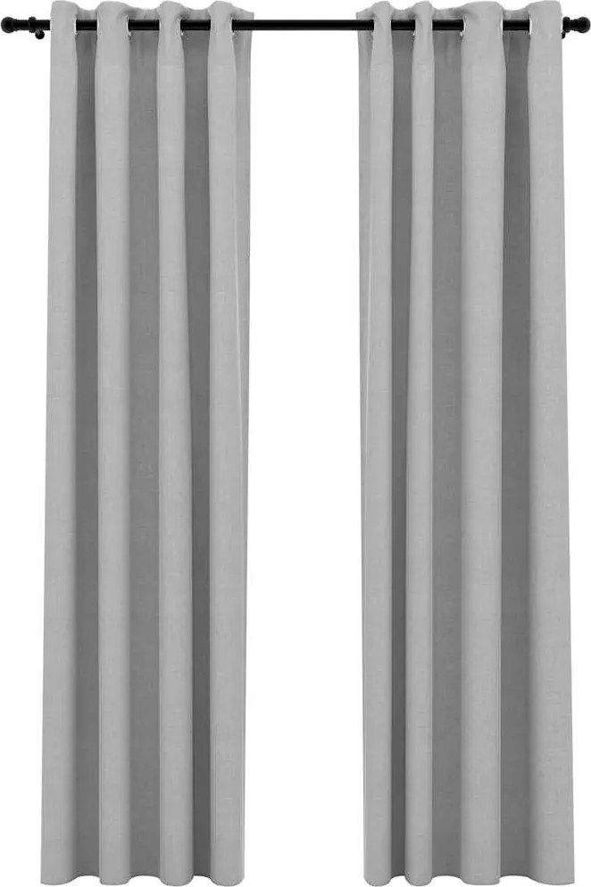 vidaXL Perdele opace, aspect pânză, cu ocheți, 2 buc., gri, 140x245 cm
