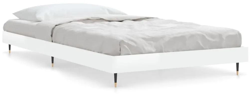 832167 vidaXL Cadru de pat, alb extralucios, 90x200 cm, lemn prelucrat