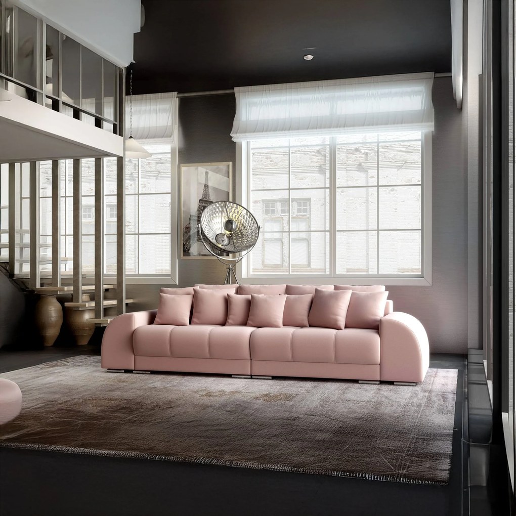 Canapea extensibilă dumonde cu 2 lăzi de depozitare si sezut confortabil din spuma high-density, Verona Royal Pink 310x100 cm