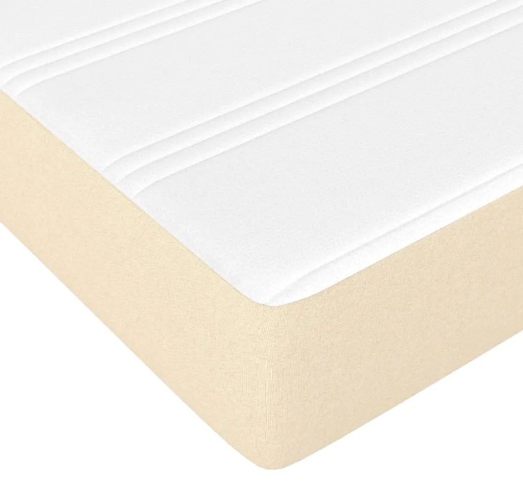 Pat box spring cu saltea, crem, 120x200 cm, textil Crem, 25 cm, 120 x 200 cm