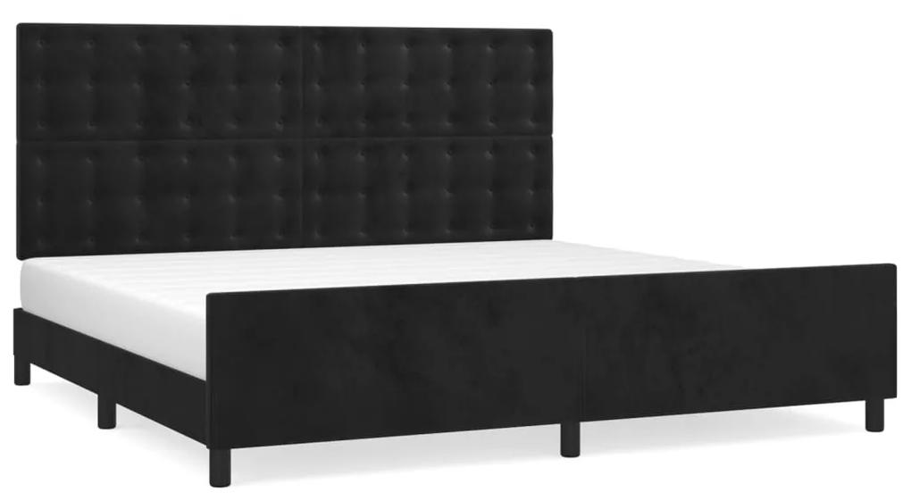 3126021 vidaXL Cadru de pat cu tăblie, negru, 200x200 cm, catifea