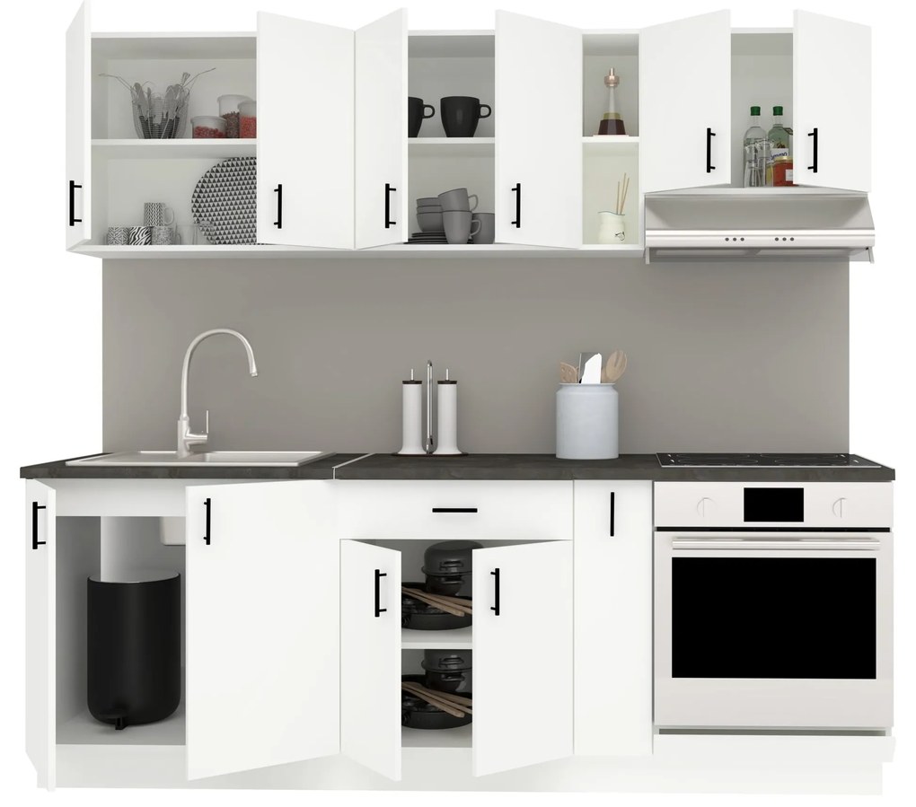 Set Bucatarie Karo V14, Alb, Blat Thermo 28 mm, L 220 cm