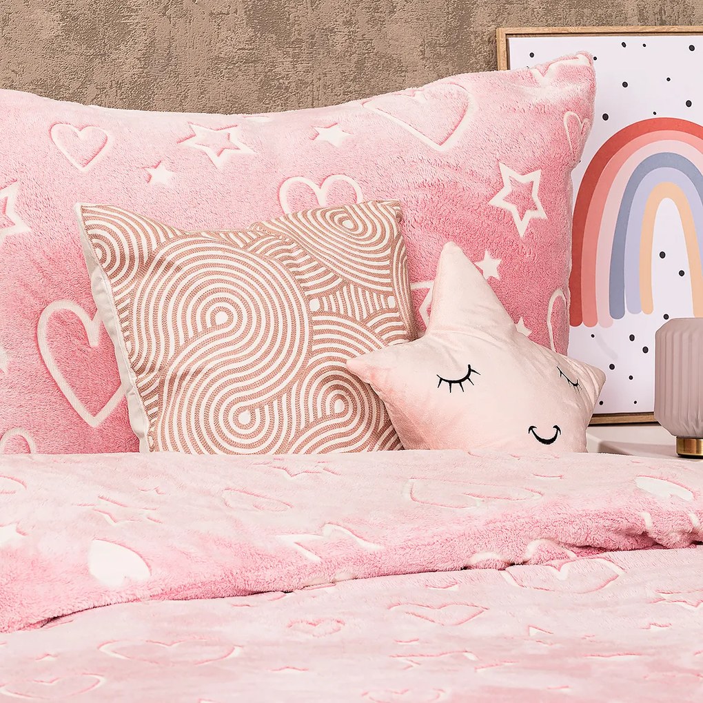 4Home Lenjerie de pat luminoasă din microflanelHeart, 140 x 200 cm, 70 x 90 cm