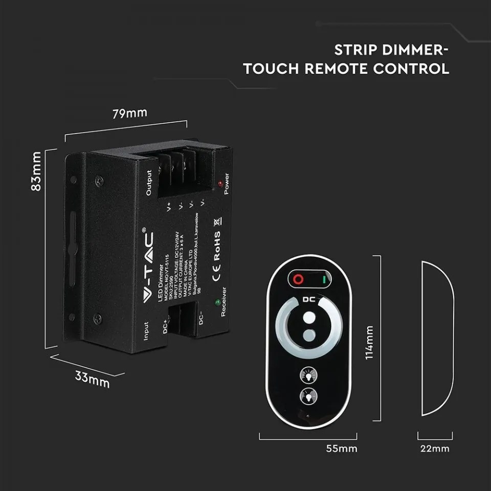 Controller banda led touch monocolor 12-24V 18A