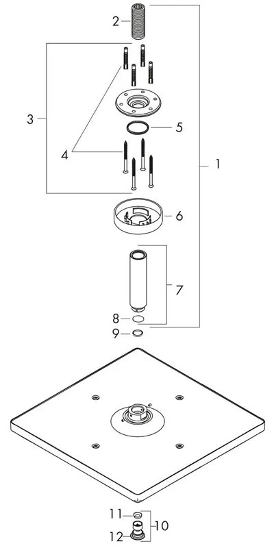 Palarie de dus, Hansgrohe, Raindance E 300, cu brat de tavan, auriu lucios