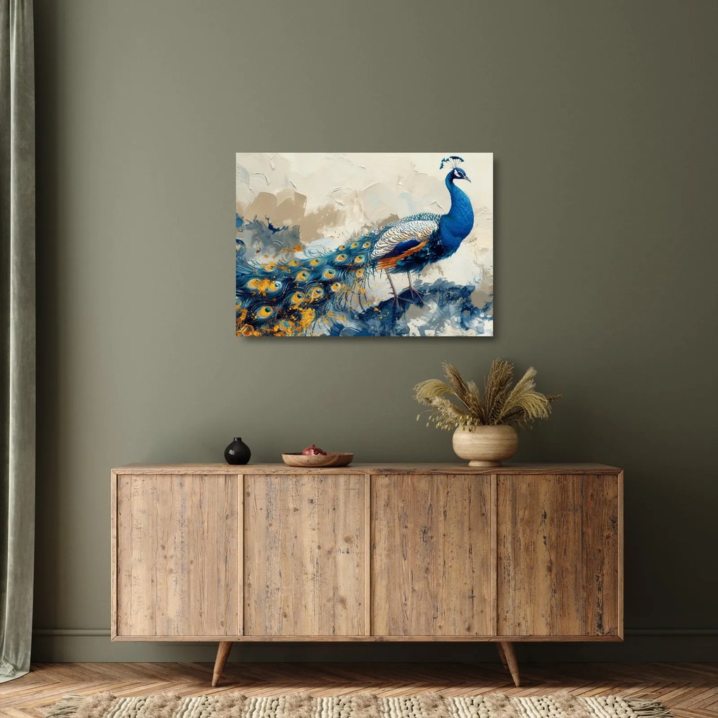Tablou pe sticlă - Peacock, pictură (70x50 cm)