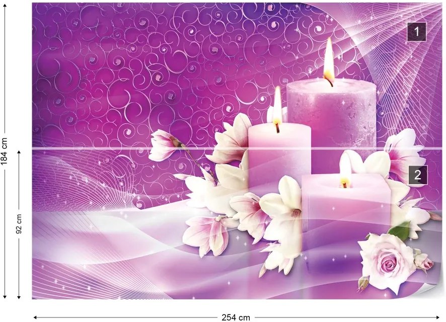 GLIX Fototapet - Pink Purple Spa Candles Vliesová tapeta  - 254x184 cm