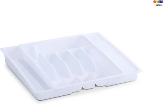 Organizator alb din plastic pentru tacamuri Extendable Cutlery Tray White Zeller