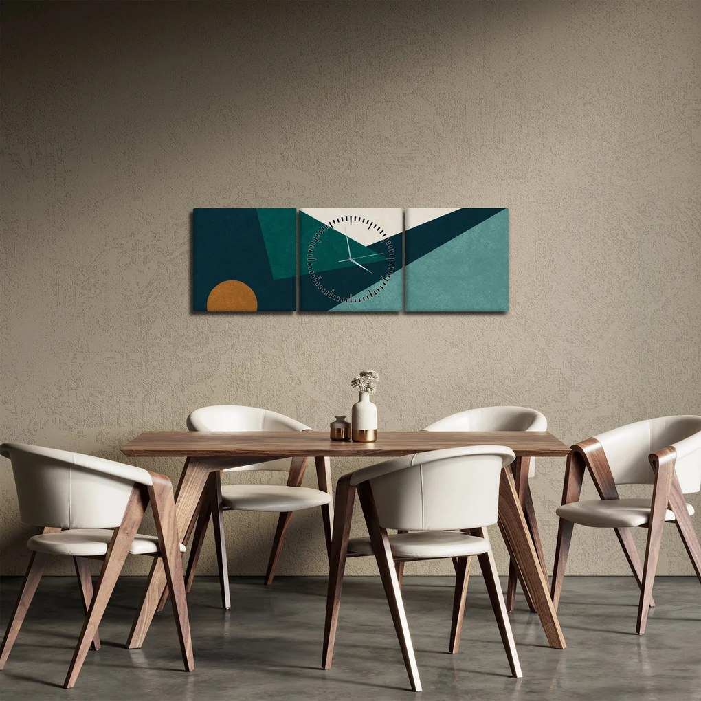 Tablou - Abstract cubic (cu ceas) (90x30 cm)