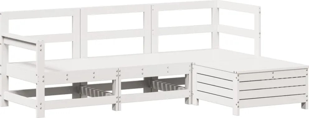 vidaXL Set canapea de grădină, 4 piese, alb, lemn masiv pin