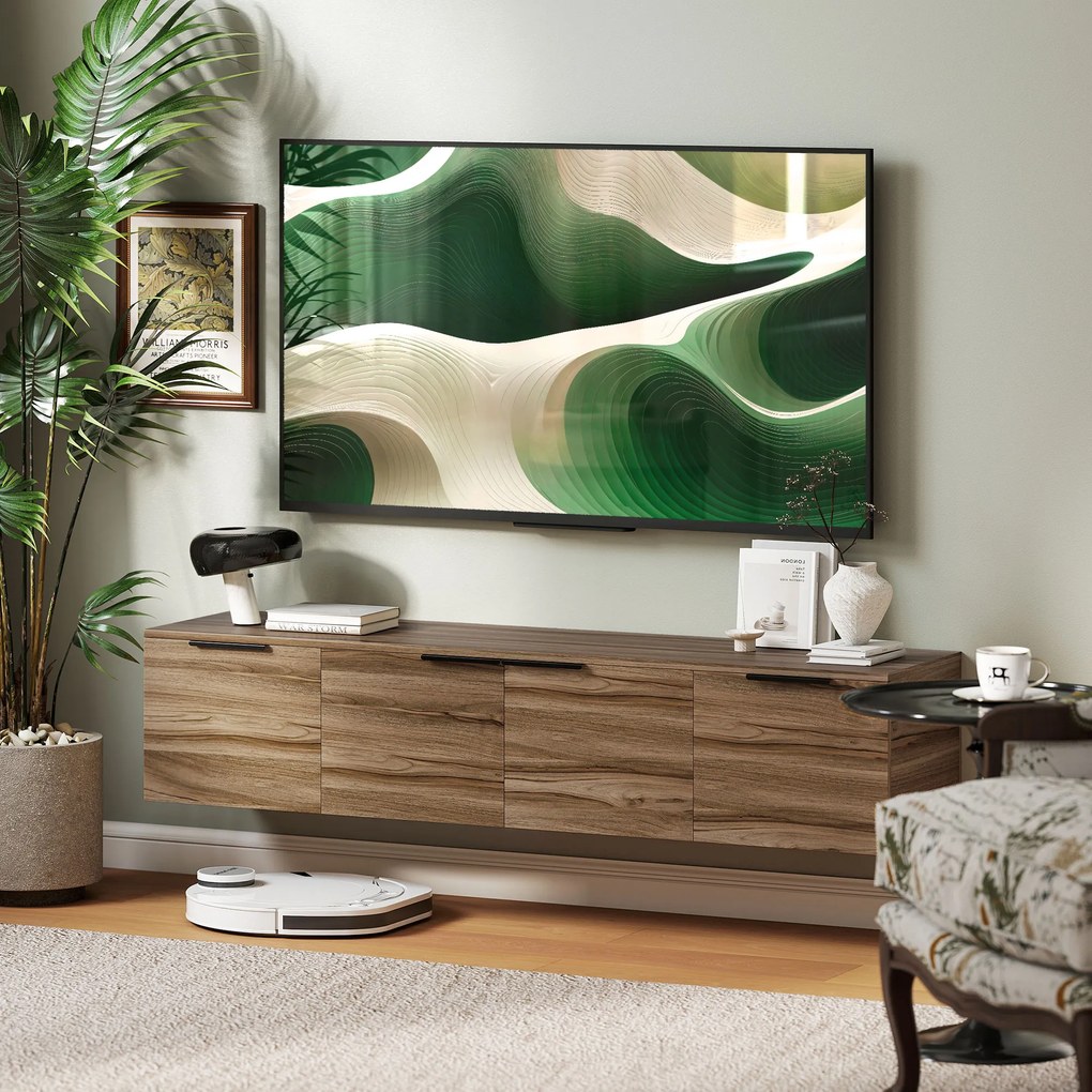 HOMCOM Comodă TV de până la 65" Stil Industrial cu 3 Dulapuri, Maro | Aosom Romania