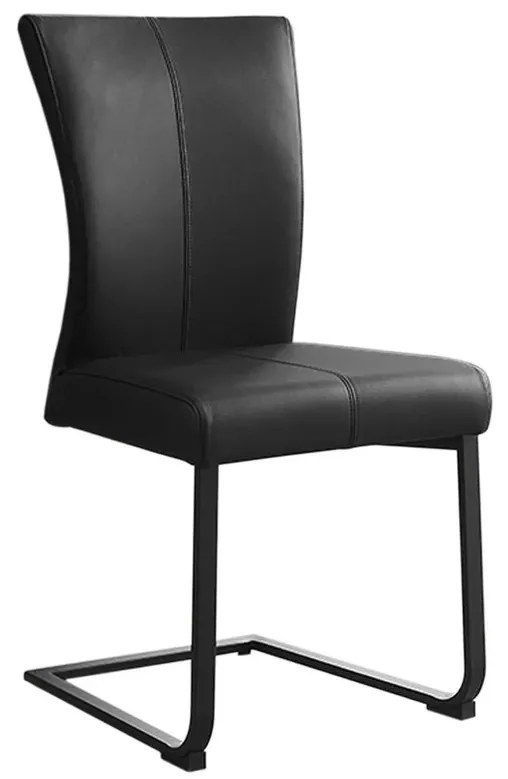 Set de 2 scaune, Metal, Piele Naturala, Negru, SAMSON