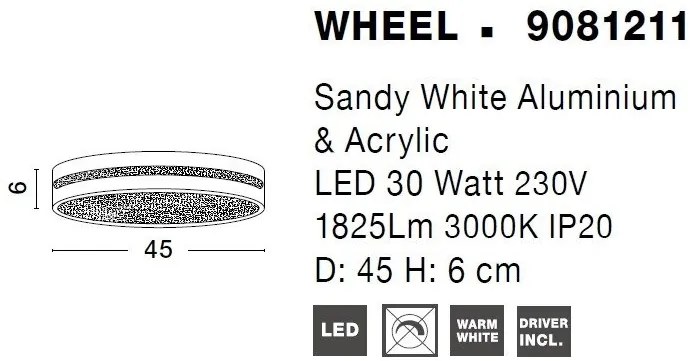 Plafoniera LED dimabila design modern Wheel alb 45cm