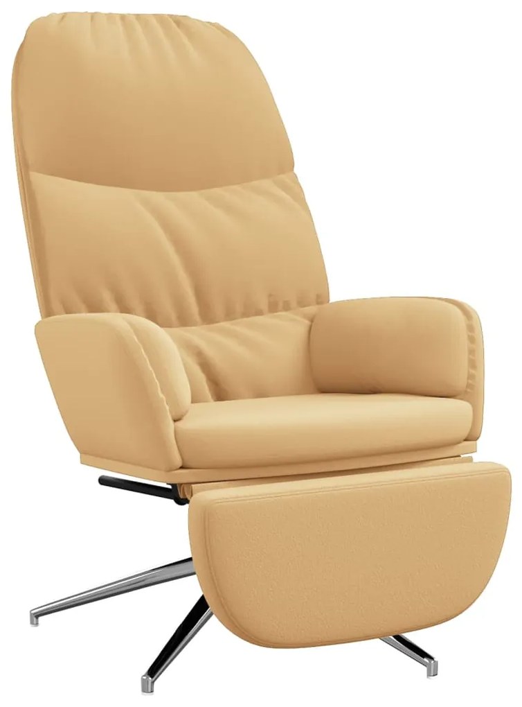 3097386 vidaXL Scaun de relaxare cu taburet, crem, piele ecologică