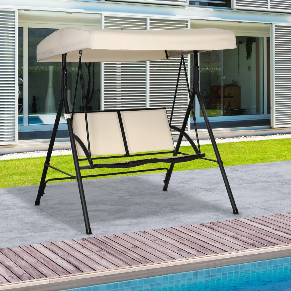 Outsunny Balansoar cu 2 Locuri de Gradina pentru Exterior, 140x118x162cm Bej | Aosom Romania