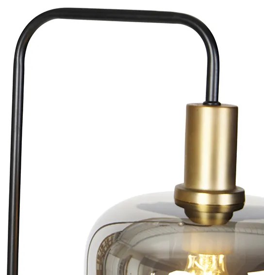 Lampa de podea de design neagra cu sticla aurie si fum - Zuzanna