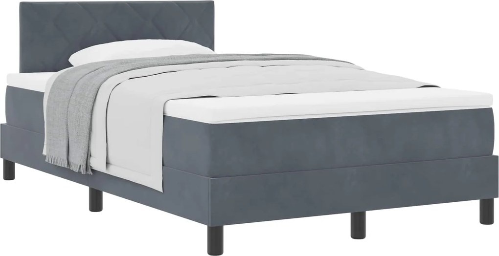 vidaXL Pat cu arcuri cu saltea Gri închis 120 x 200 cm Catifea