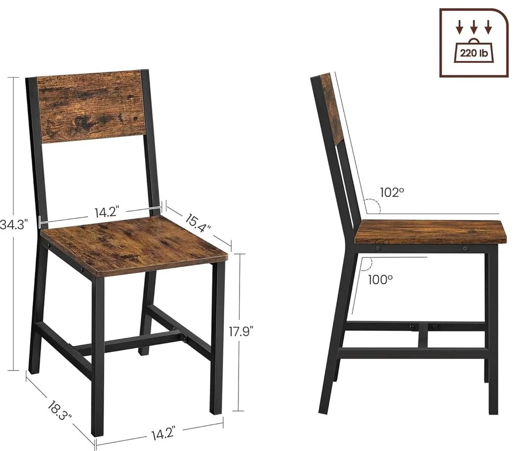Set de 2 scaune de sufragerie ASAGLE, maro rustic și negru