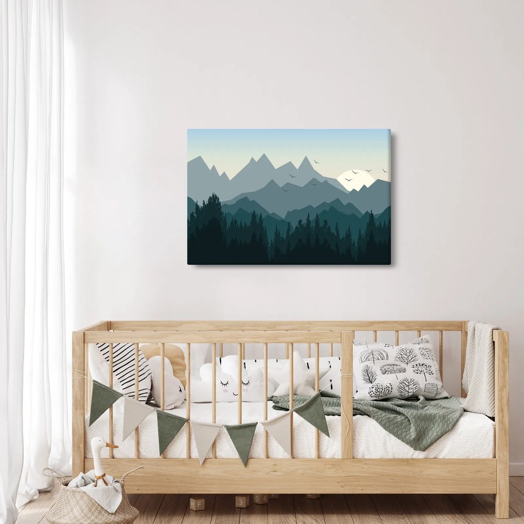 Tablou - Munții cu privirea graficeanului (90x60 cm)