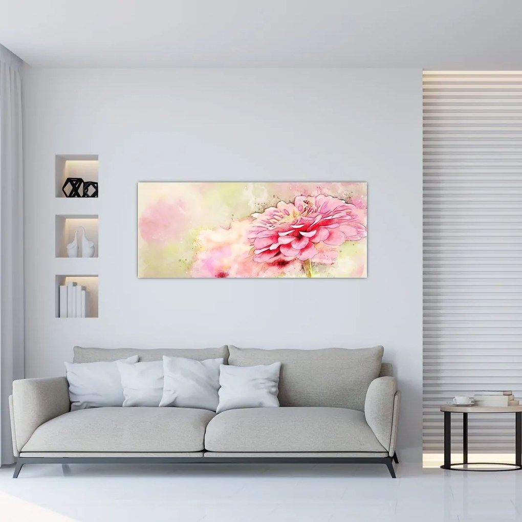 Tablou - Floare roz, aquarel (120x50 cm)