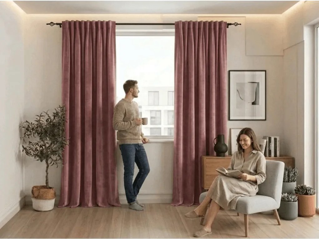 Draperie opaca ELVIO VELVET 140x250 cm, roz vechi. Agatat: Rejansa