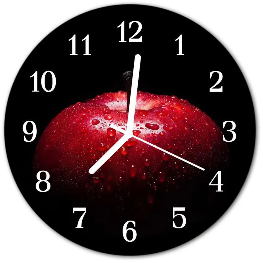 Ceas de perete din sticla rotund Apple a Bucătărie Roșu