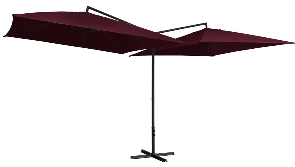 vidaXL Umbrelă de soare dublă, stâlp din oțel, roșu bordo, 250x250 cm