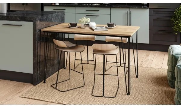 Masă de dining HALIJA cu decor stejar craft