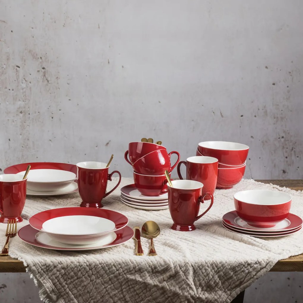 Serviciu de masa, 18 piese, 6 persoane, Aura Red
