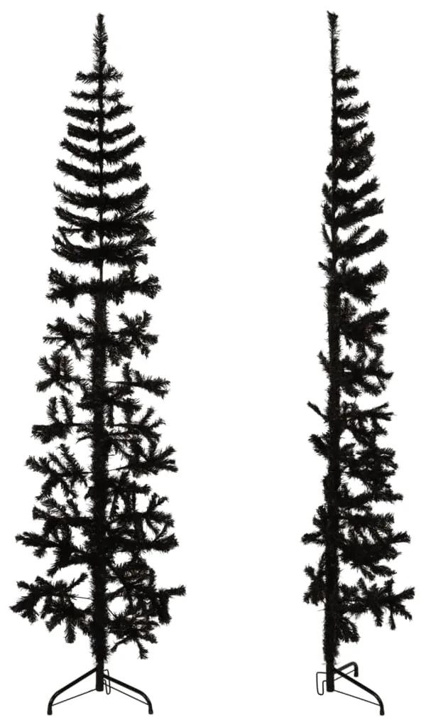 Jumatate brad de Craciun subtire cu suport, negru, 240 cm 1, Negru, 240 cm