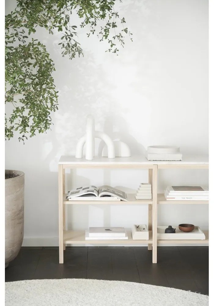 Masă consolă maro/bej cu blat din piatră 140x40 cm Orwel - Rowico